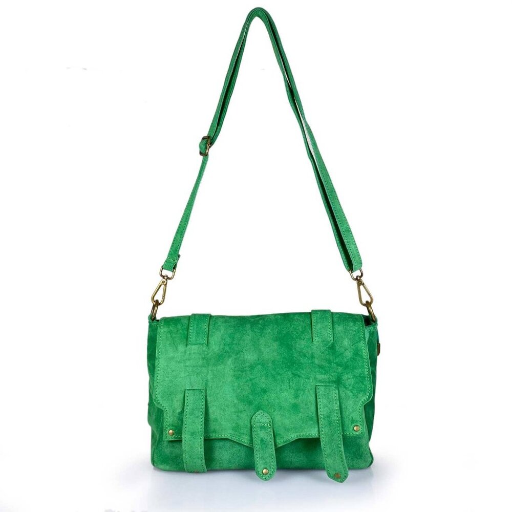 Elegant Green Suede Shoulder Bag